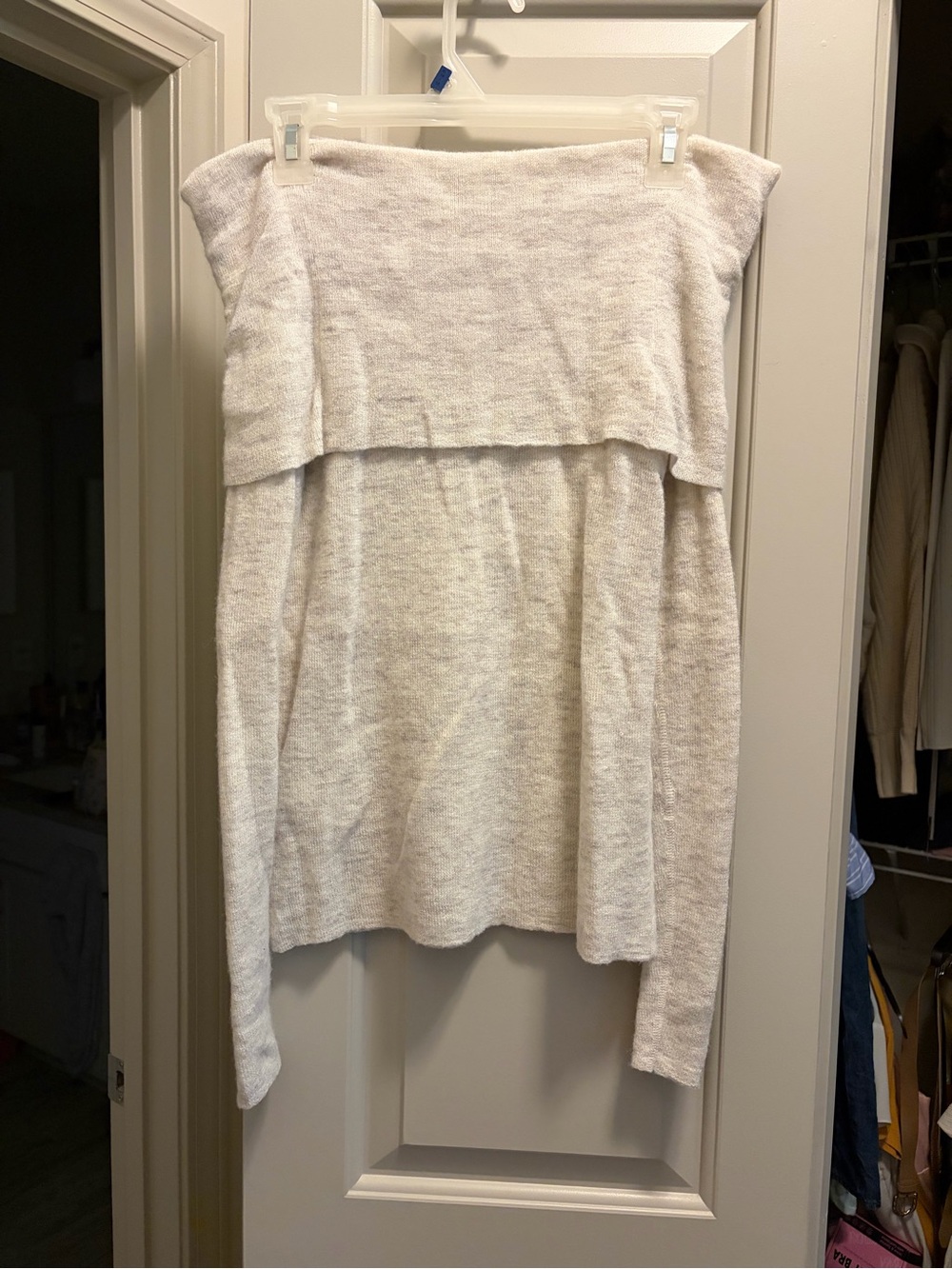 Madewell Alpaca Blend Off-the-Shoulder Knit Sweater in Light Cream